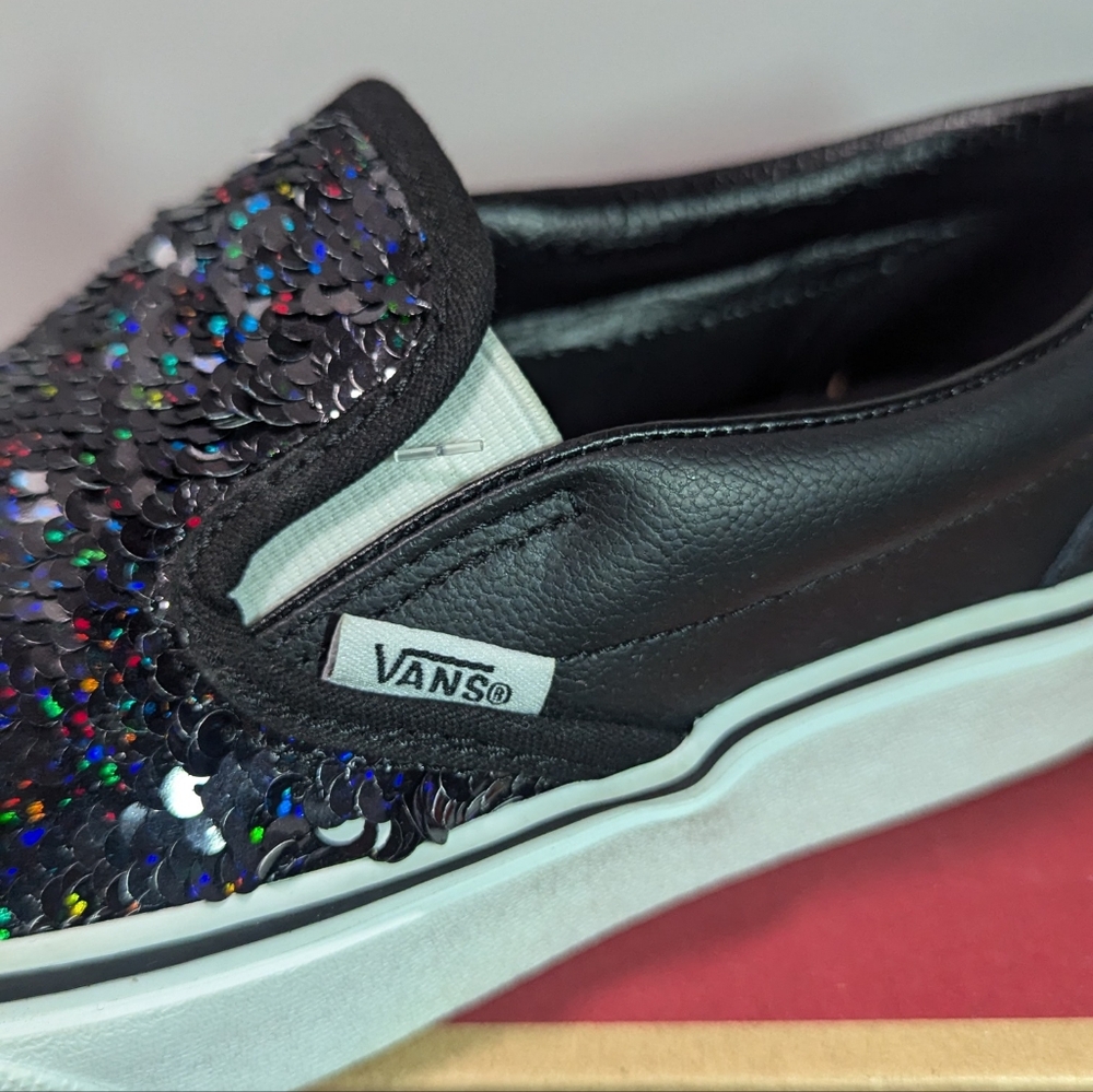 Vans Classic Slip-on Flipping Sequins Black/ White Checkerboard - Picture 7 of 11
